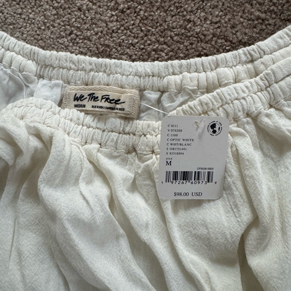 NWT- Free People White Off-Shoulder Blouse - Picture 2 of 2